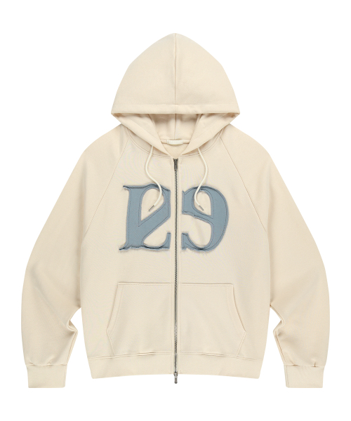 129 LOGO PATCH HOODIE ZIP-UP CREAM