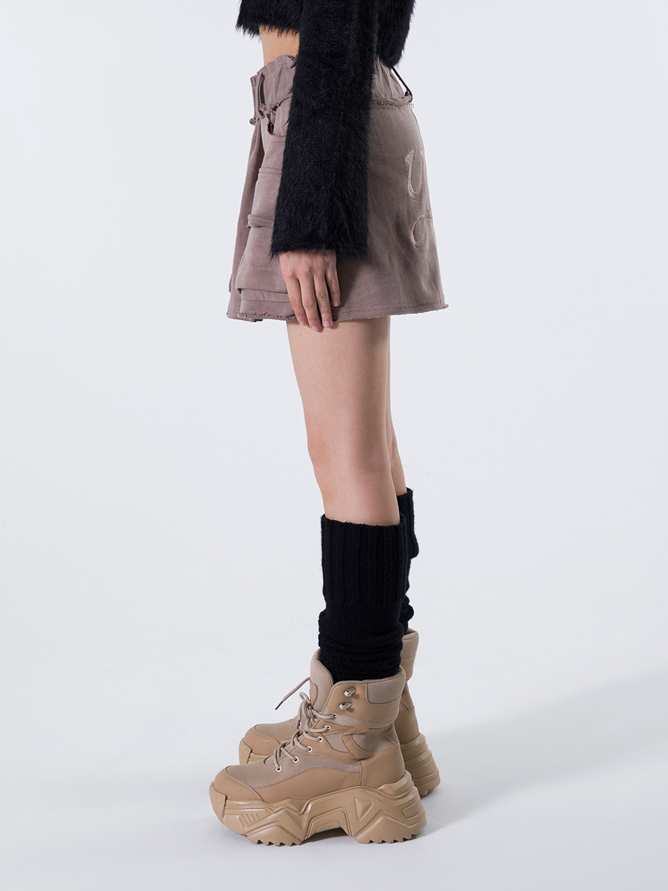 ★ Leey★ RIVET CARGO MINI SWEAT SKIRT BROWN P0000EAL MUSINSA | L.E.E.Y RIVET CARGO MINI SWEAT SKIRT BROWN