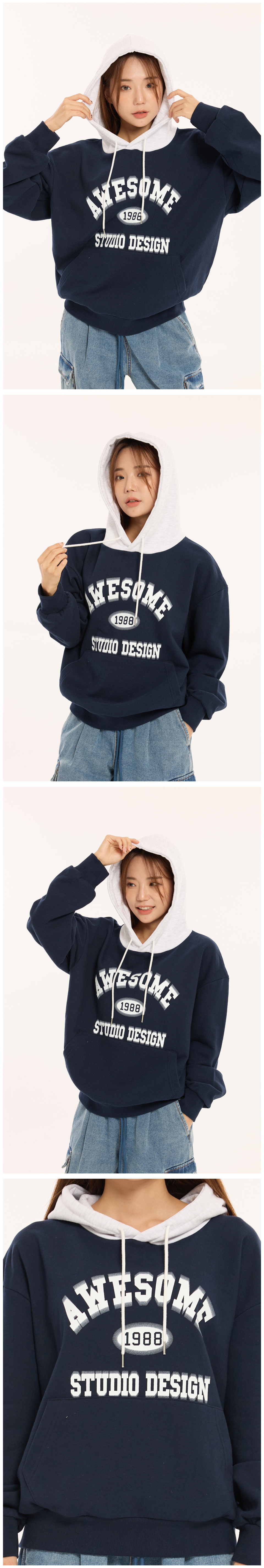 MUSINSA | AWESOME STUDIO Hood color scheme half-dot graphic