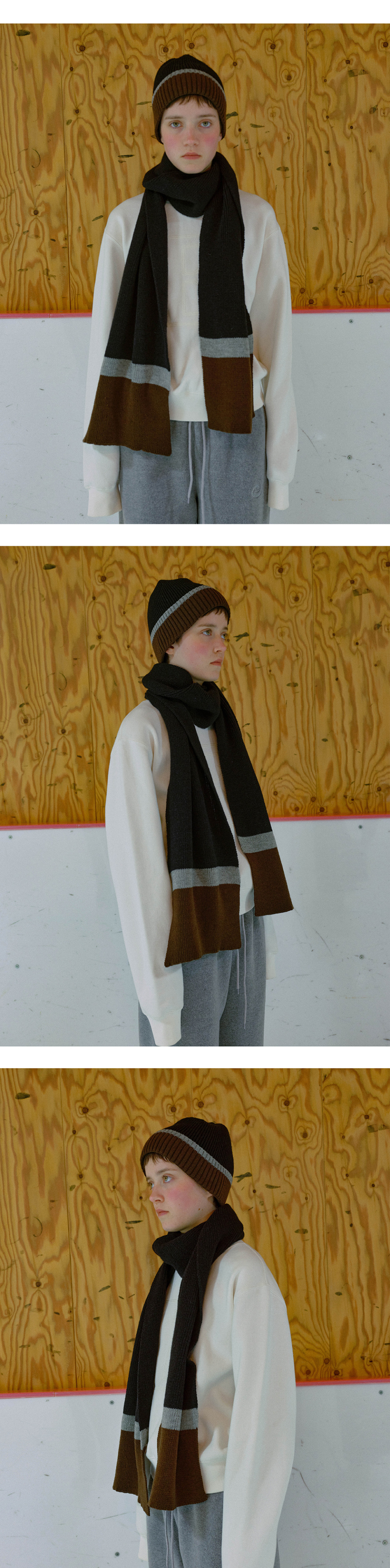 ◇ENZO BLUES◇ Color block muffler (Black) MUSINSA | ENZO BLUES Color block muffler (Black)