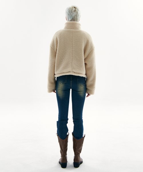 오버핏 하이넥 더플 플리스 퀼팅 자켓 점퍼 _2COLOR