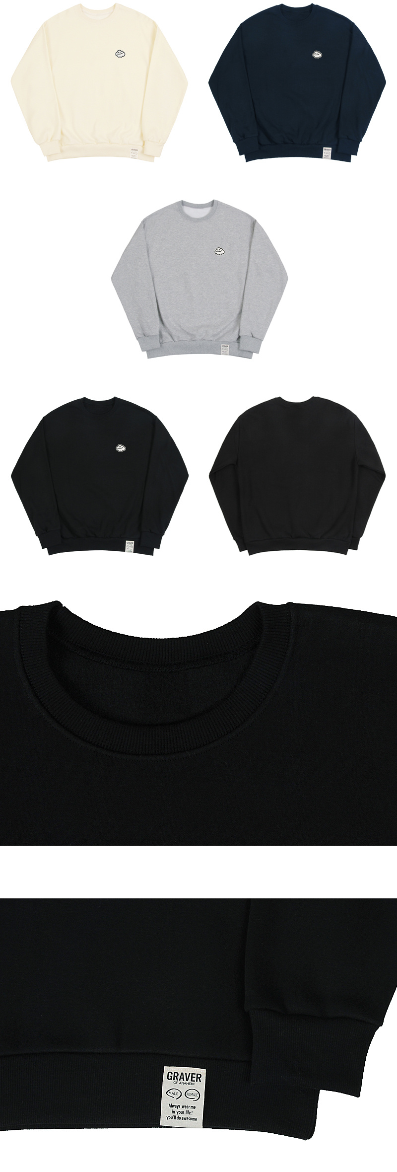 【GRAVER】23FW★ Cloud Smile Embroidery Hoodie Designer fashion, Seoul-fully created | W Concept