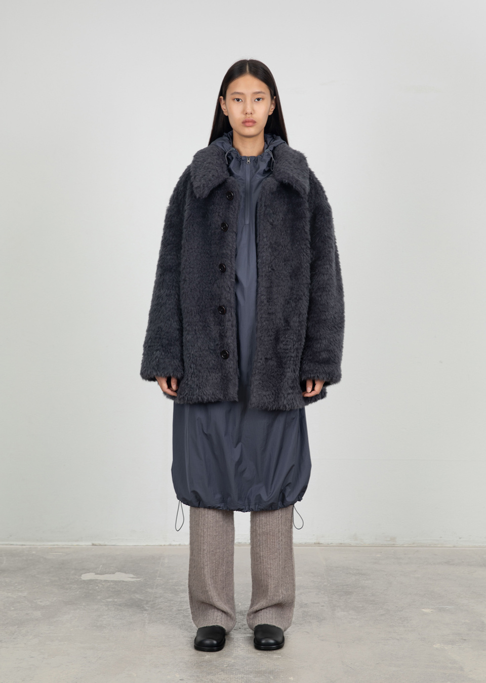 【AMOMENTO】23fw FUR MID COAT Reversible Fur Coat - Brown Sheared Mink with Fox Trimmed
