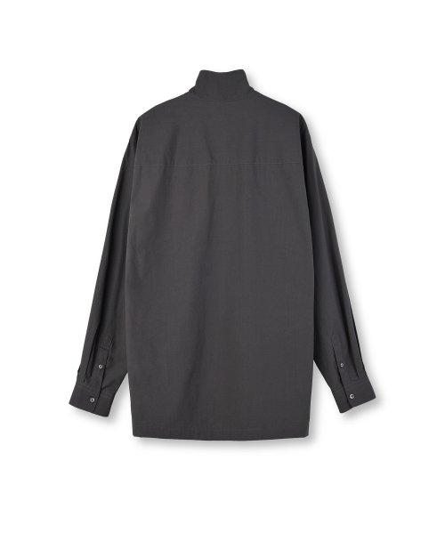 STAND COLLAR SHIRT, CHARCOAL