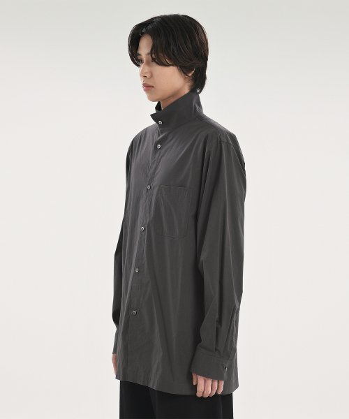 STAND COLLAR SHIRT, CHARCOAL