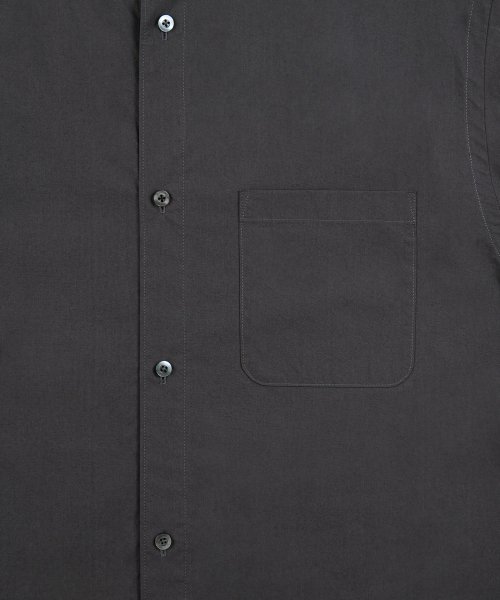STAND COLLAR SHIRT, CHARCOAL