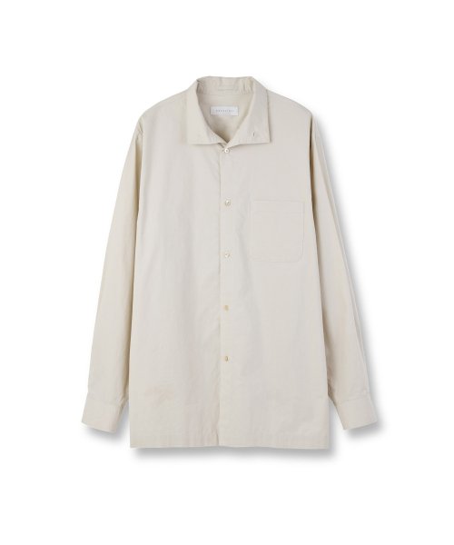 STAND COLLAR SHIRT, LIGHT BEIGE