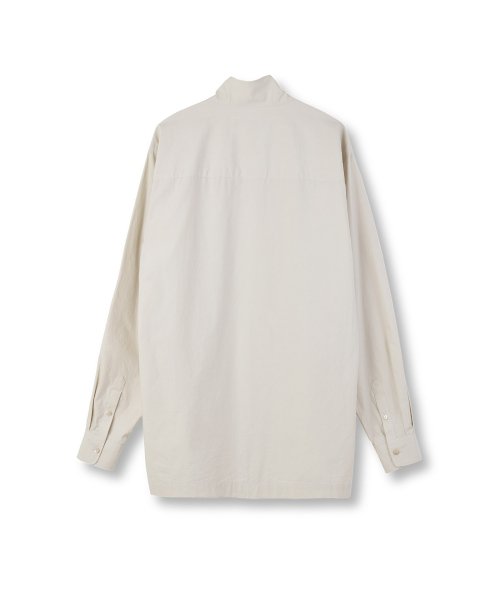 STAND COLLAR SHIRT, LIGHT BEIGE