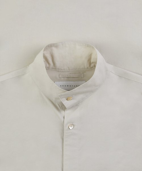 STAND COLLAR SHIRT, LIGHT BEIGE