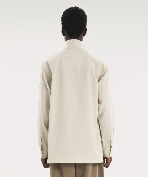 STAND COLLAR SHIRT, LIGHT BEIGE