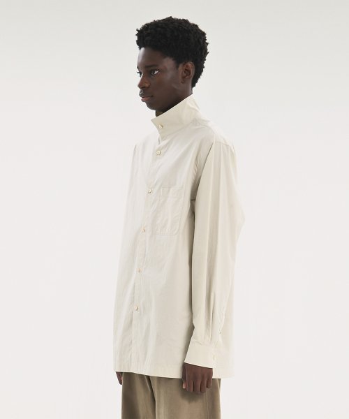 STAND COLLAR SHIRT, LIGHT BEIGE
