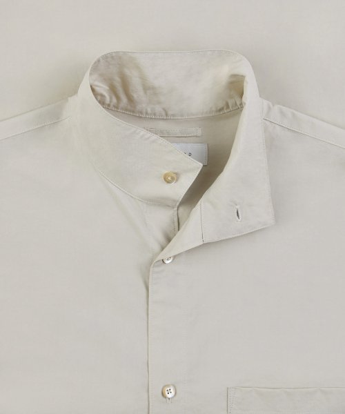STAND COLLAR SHIRT, LIGHT BEIGE