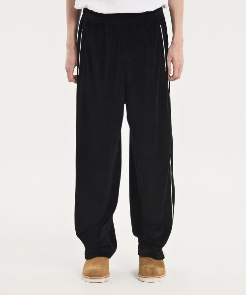 Velour Track Pants, Black