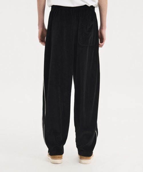 Velour Track Pants, Black