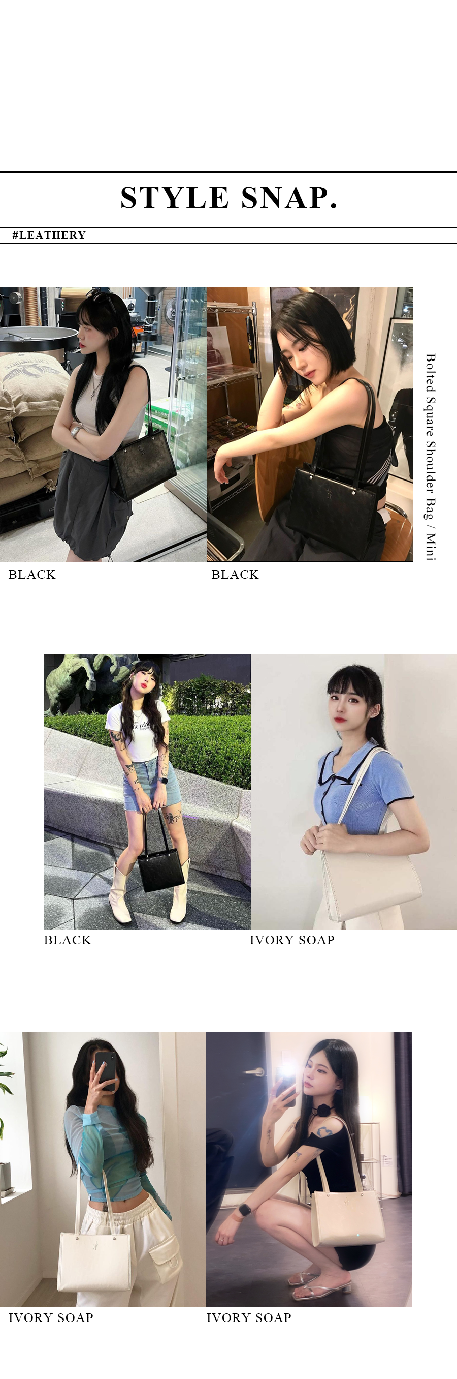 ショルダーバッグ・ポシェット ^LEATHERY^ Bolted Square Shoulder Bag Mini IVORY SOAP LRBG33 Bolted Square Shoulder Bag [IVORY SOAP] - LEATHERY