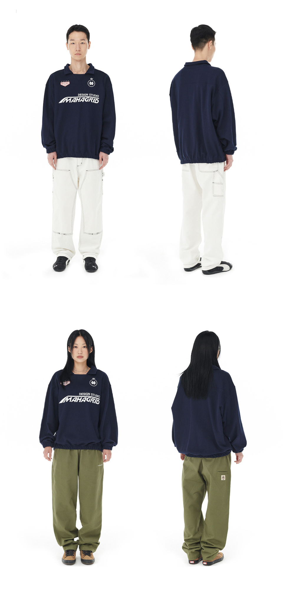 MUSINSA | MAHAGRID RALLY COLLARED SWEATSHIRT NAVY(MG2DSMM446A)