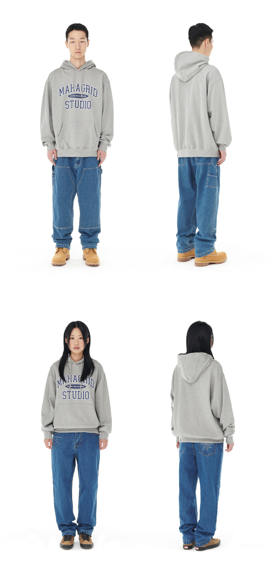 MUSINSA公式 | MAHAGRID COLLEGE LOGO HOODIE GRAY(MG2ESMM401A)