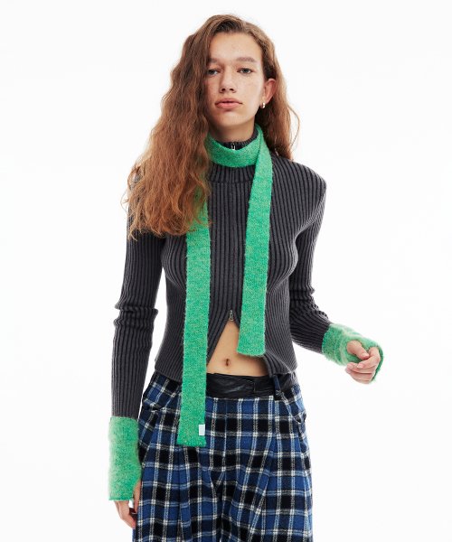 BRUSH KNIT MUFFLER - APPLE GREEN