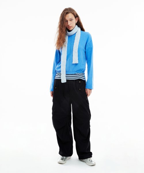 BOUCLE KNIT MUFFLER - POWDER BLUE