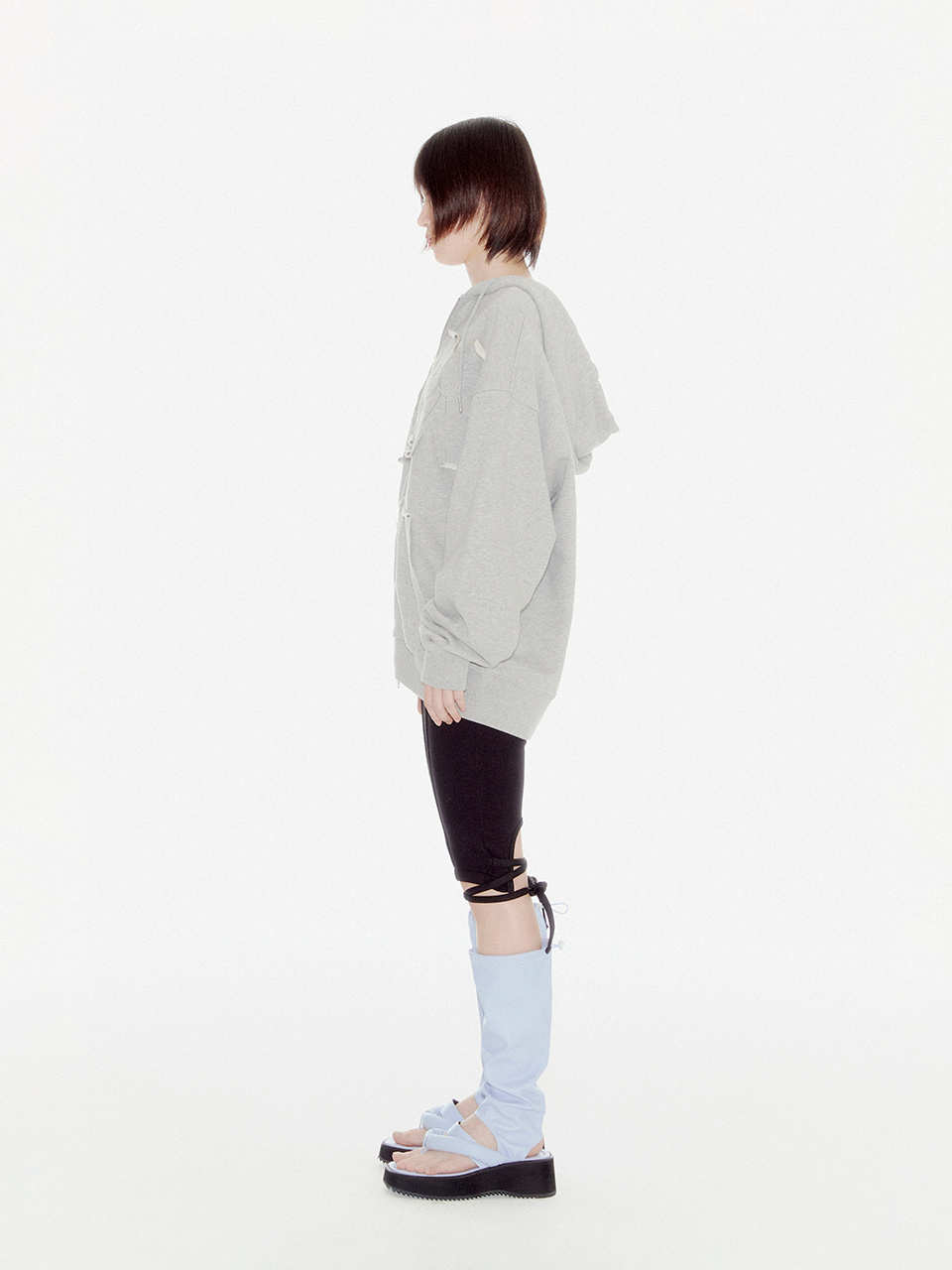 YOUHEE) YOUHEE RIBBON HOOD ZIP-UP | 3color