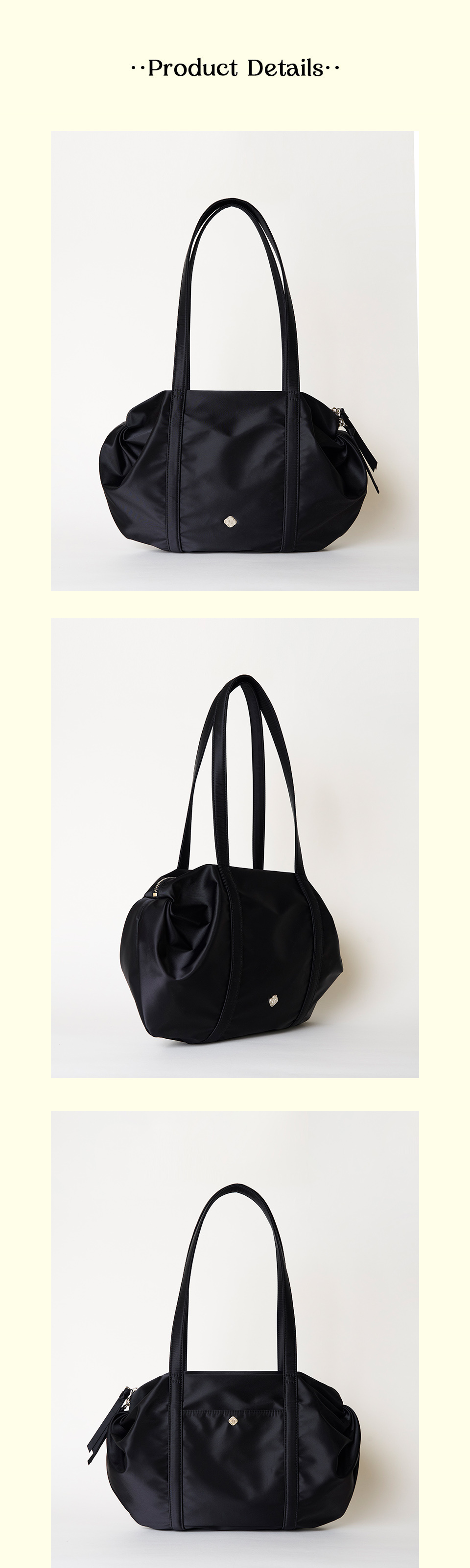 MUSINSA | HEEARI Aurora shirring duffle bag_black