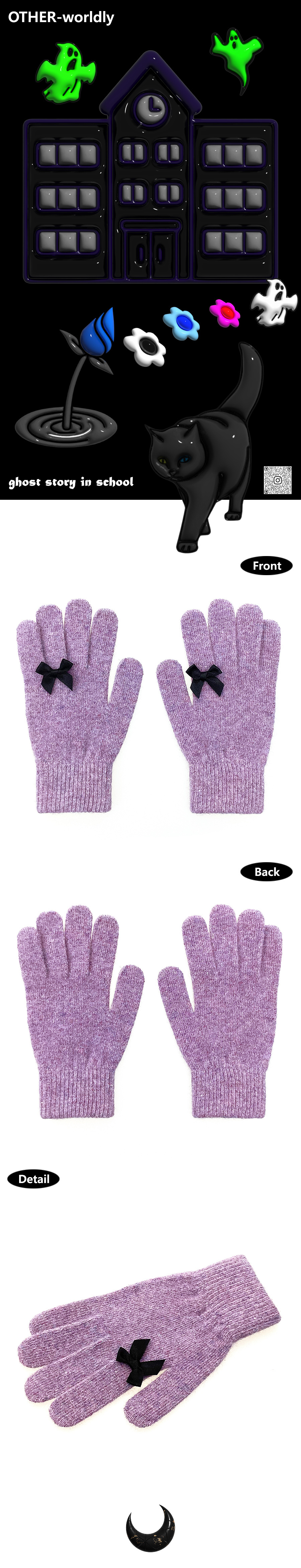 手袋 OTHER worldly Ribbon Wool Hand Warmer BMY1019 Ribbon Wool Gloves [Snow Purple] - OTHER-worldly | 60