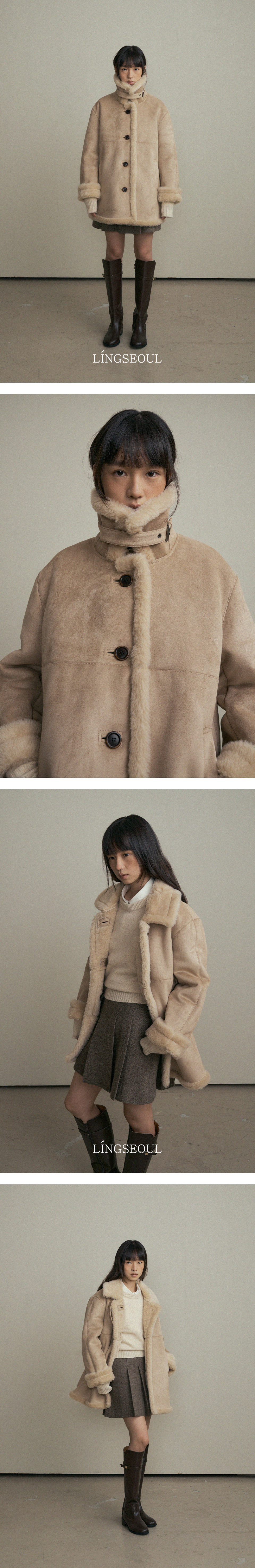 링서울(LINGSEOUL) suede mustang coat-beige