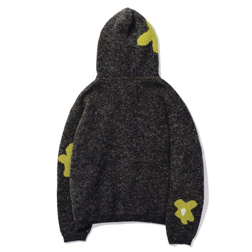 Daisy Knit Hoodie - [BLACK]