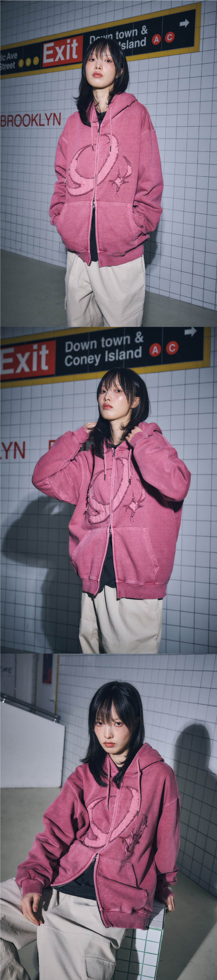 [2-WAY] CP STAR 피그먼트 후드 집업 더스티핑크 상세 이미지 3