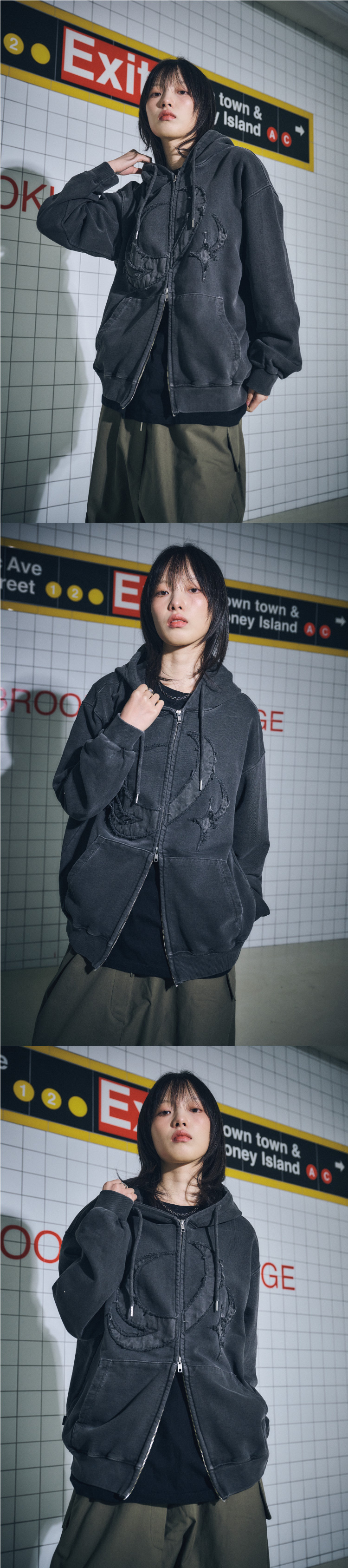 MUSINSA | CPGN STUDIO [2-WAY] CP STAR Pigment Hood Zip-up