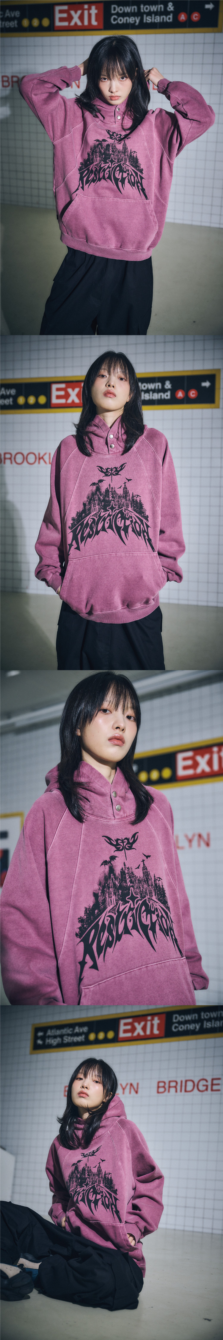 PIGMENT SNAP HOODIE - 2 COLORS PINK