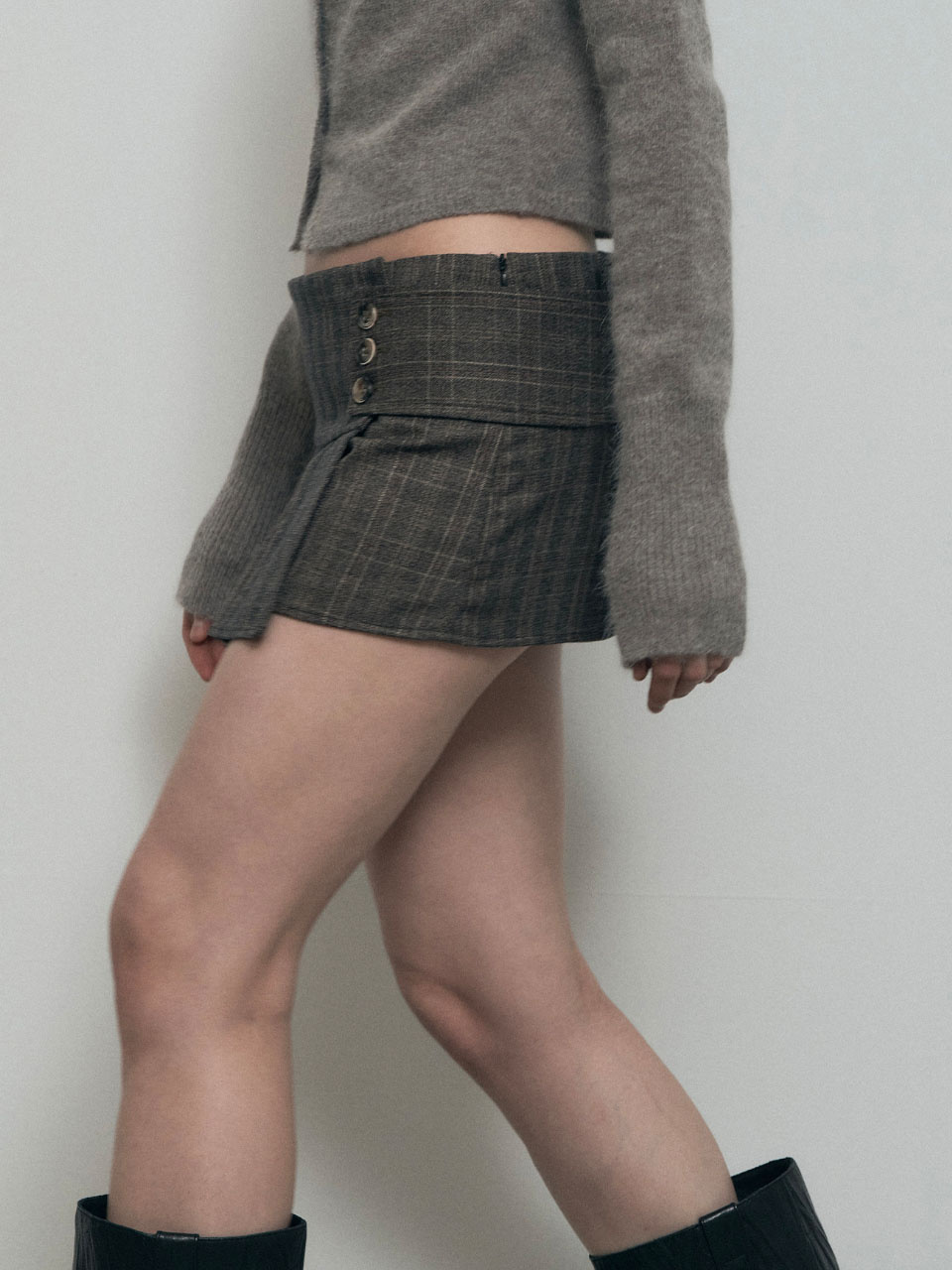 보헤미안 서울(BOHEMSEO) PLEATED WRAP SKIRT, DEEP BROWN - 사이즈