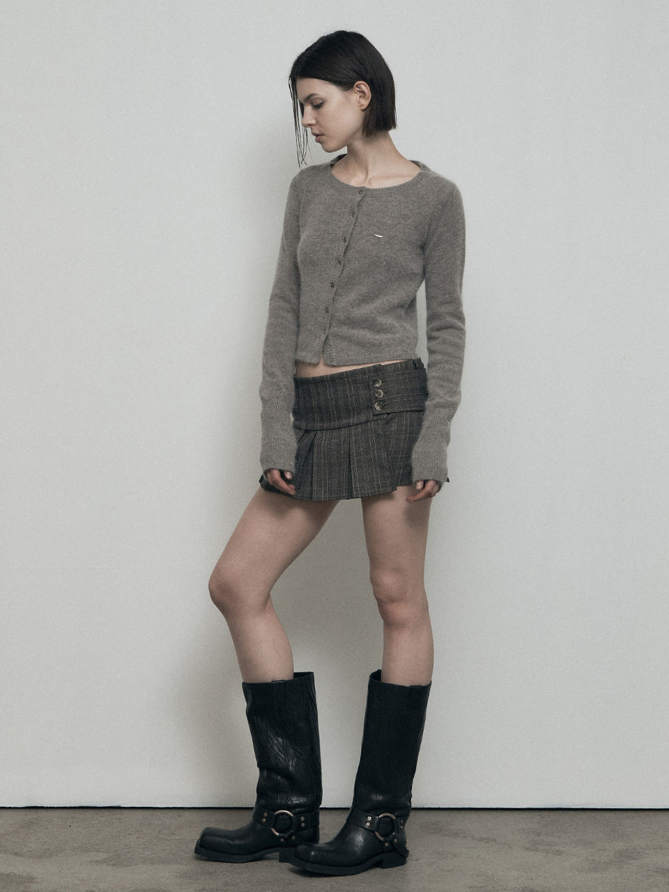 보헤미안 서울(BOHEMSEO) PLEATED WRAP SKIRT, DEEP BROWN - 사이즈