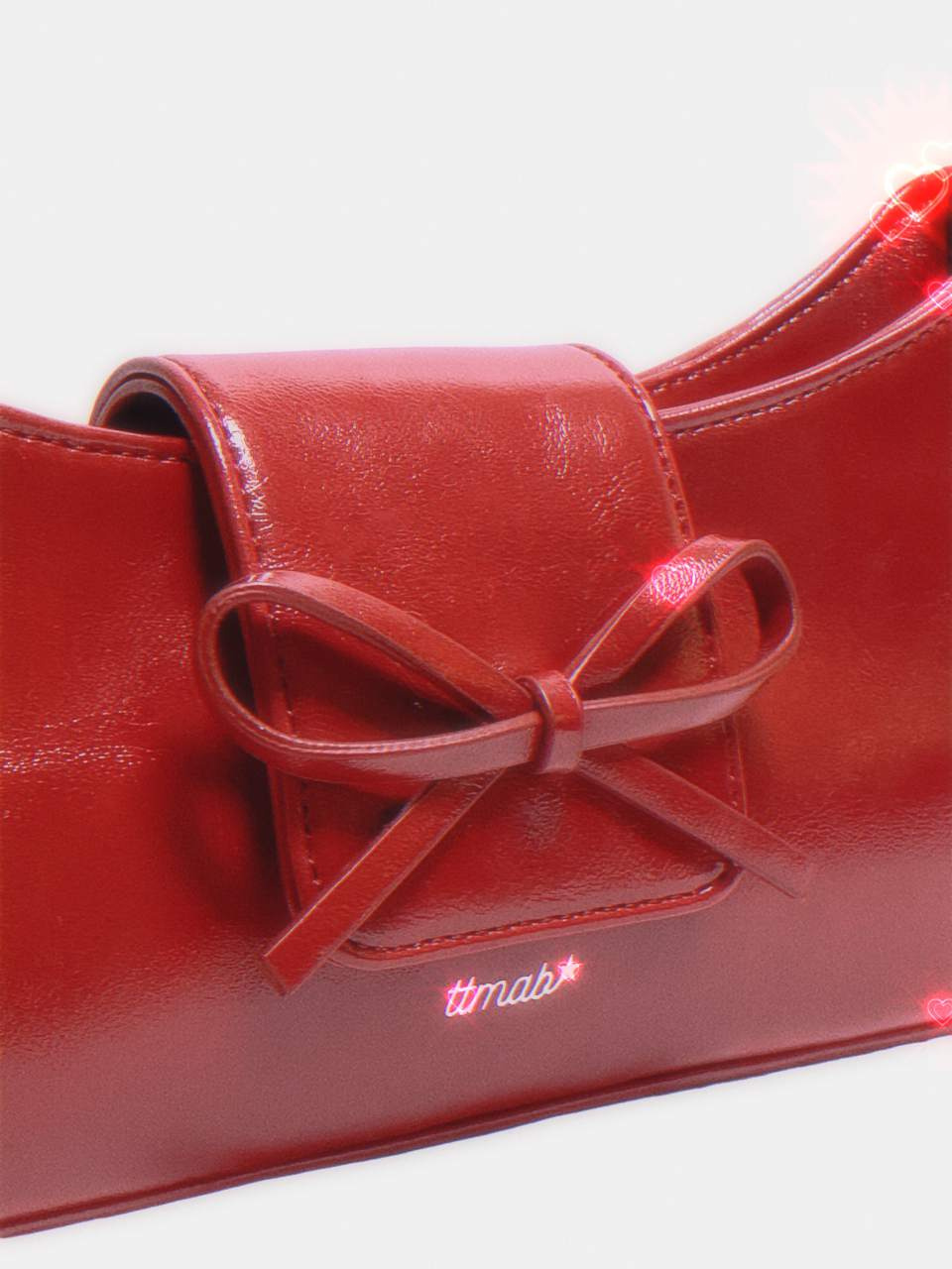 ★TTMAB★送料・関税込★Ribbon small baguette Bag MUSINSA | TTMAB Bow Small Baguette Bag - Fishnet Stockings Red