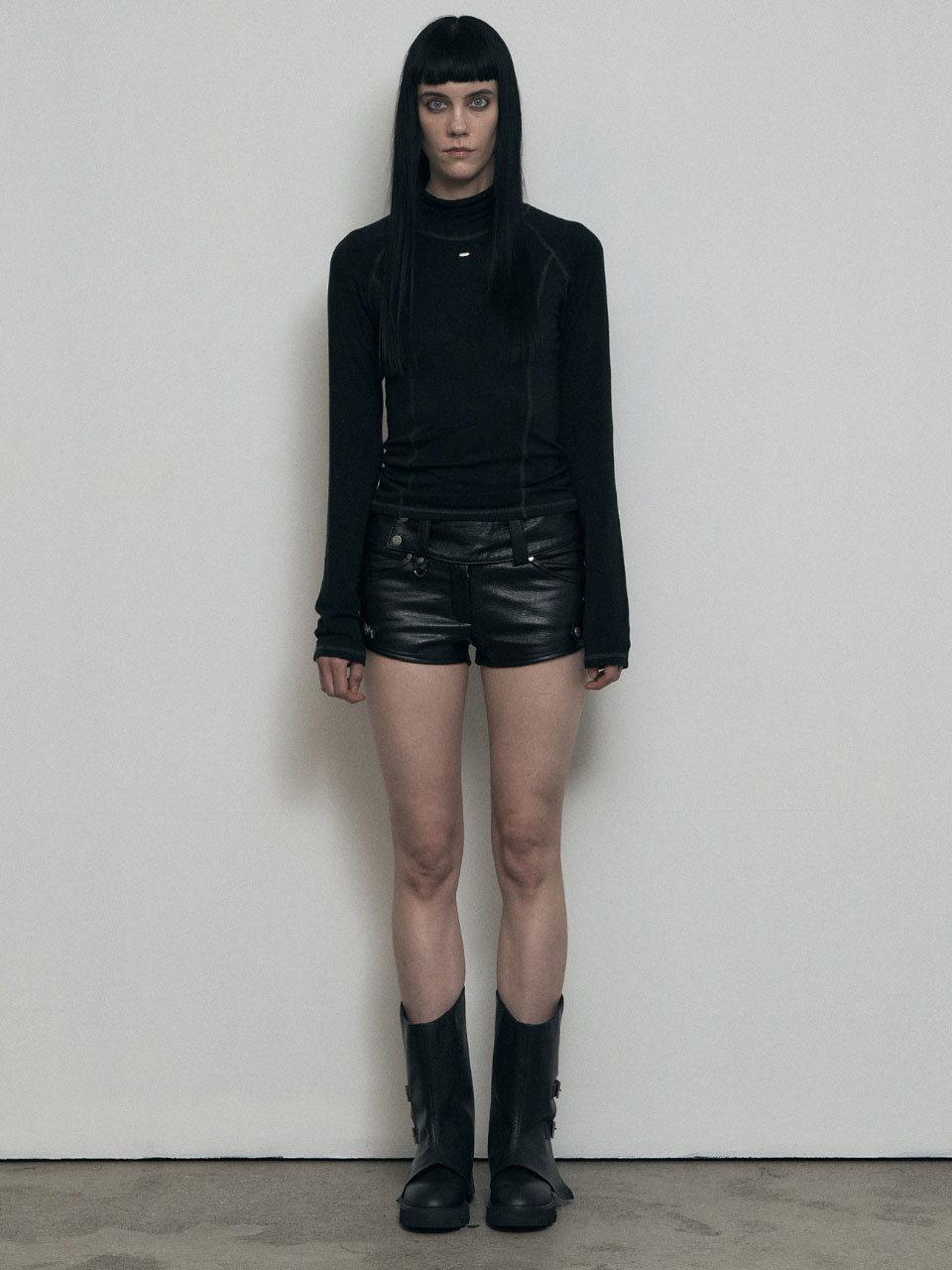 パンツ BOHEMIAN SEOUL MOTORCYCLE LEATHER SHORTS 보헤미안 서울(BOHEMSEO) MOTORCYCLE LEATHER SHORTS, BLACK - 사이즈