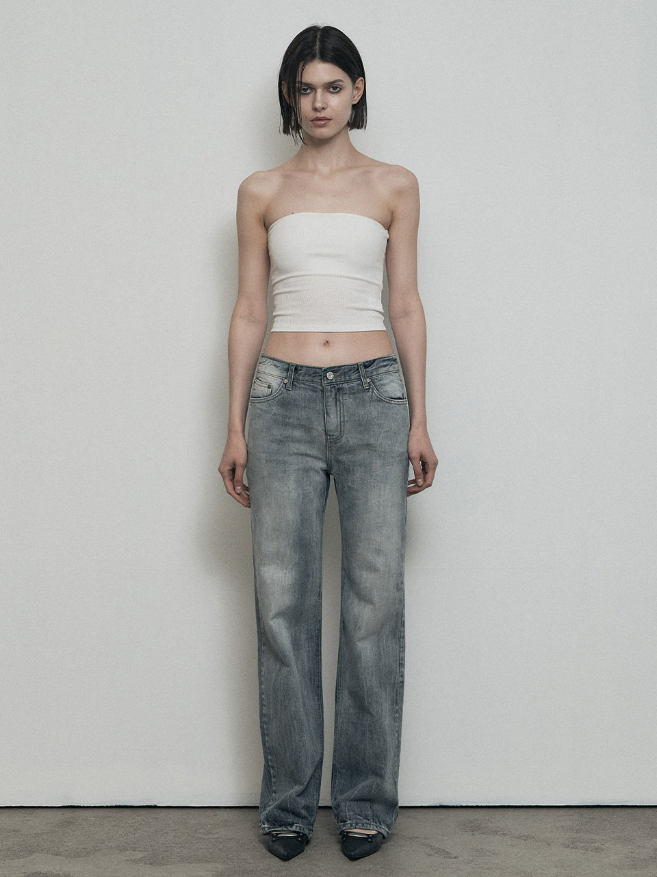 보헤미안 서울(BOHEMSEO) GRAY SKY WIDE LEG DENIM PANTS