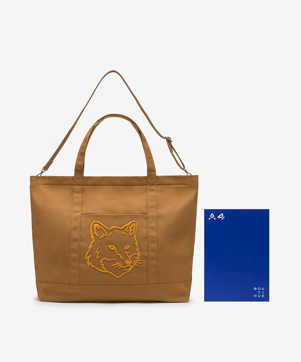 ★MAISON KITSUNE★ Fox Head XL Tote Bag Chestnut LW05105WW01 FOX HEAD XL TOTE | Maison Kitsuné