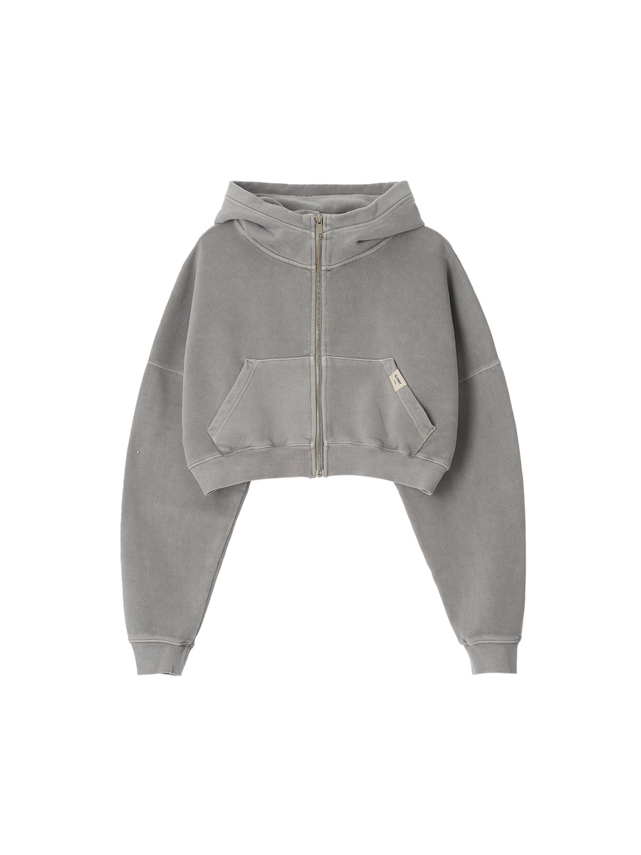 G CLASSIC WASHED CROP ZIP UP (GRAY) 상세 이미지 5