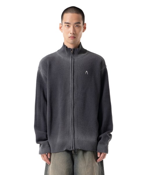 Gradient Zip-Up Sweater (Gray)