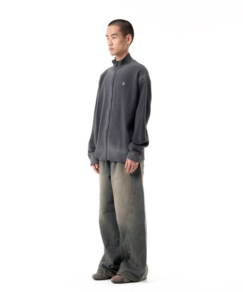 Gradient Zip-Up Sweater (Gray)
