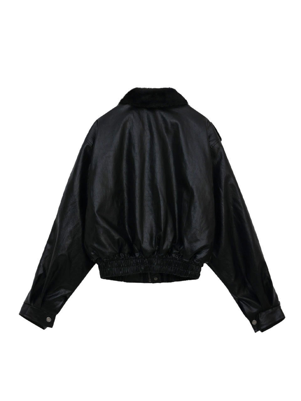 보헤미안 서울(BOHEMSEO) CRINKLED LEATHER FUR BLOUSON JUMPER