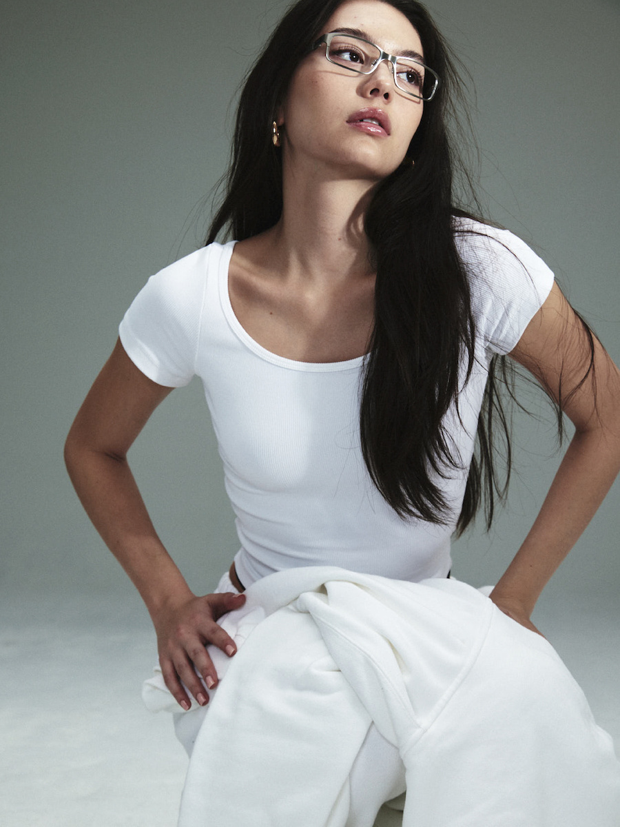 MUSINSA | GLOWNY G CLASSIC RIB TEE (WHITE)