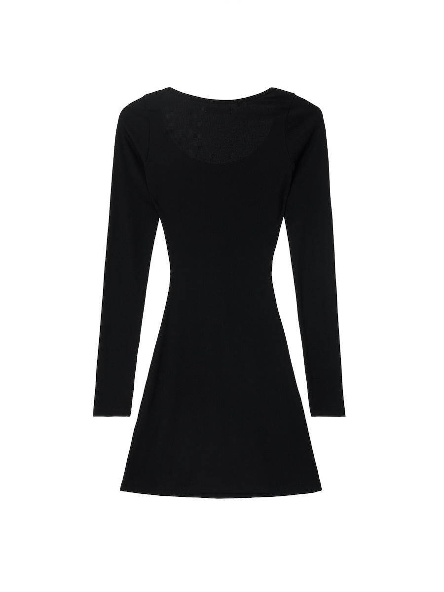 글로니(GLOWNY) G CLASSIC RIB MINI DRESS (BLACK) - 사이즈