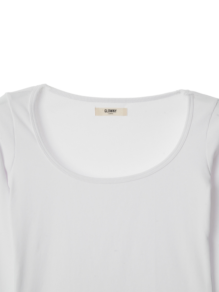★GLOWNY★G CLASSIC RIB SQUARE LONG SLEEVE (WHITE)★正規品 MUSINSA公式 | GLOWNY G CLASSIC RIB SQUARE LONG SLEEVE (WHITE)