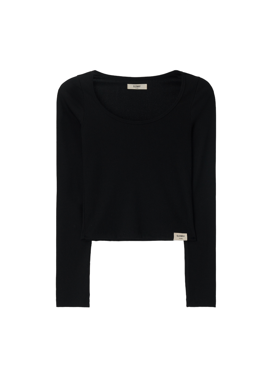 ★GLOWNY★G CLASSIC RIB SCOOP LONG SLEEVE (WHITE)★正規品 MUSINSA | GLOWNY G CLASSIC RIB SCOOP LONG SLEEVE (BLACK)