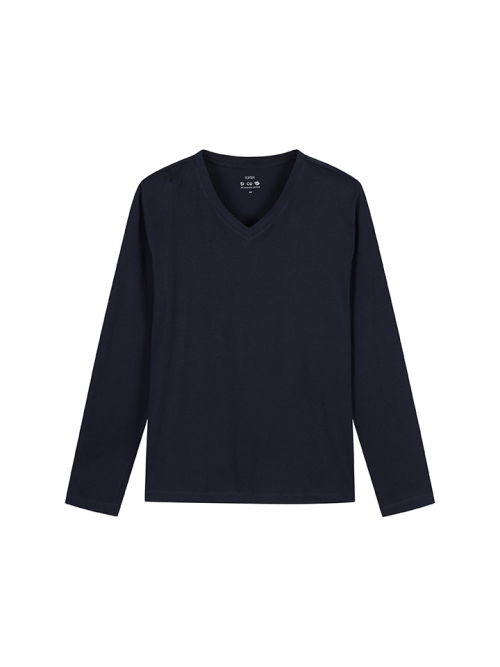 Unisex) Cotton Vneck Long Sleeve T-Shirt_MSE5TV3911