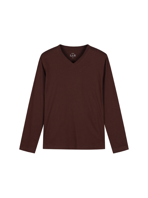 Unisex) Cotton Vneck Long Sleeve T-Shirt_MSE5TV3911
