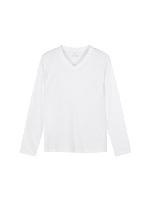 Unisex) Cotton Vneck Long Sleeve T-Shirt_MSE5TV3911