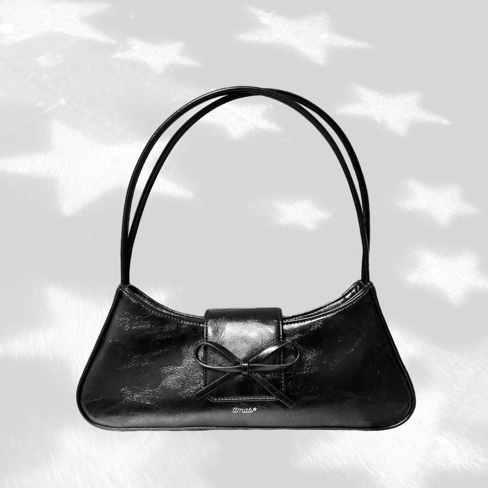 MUSINSA | TTMAB Bow Small Baguette Bag - Black Distressed