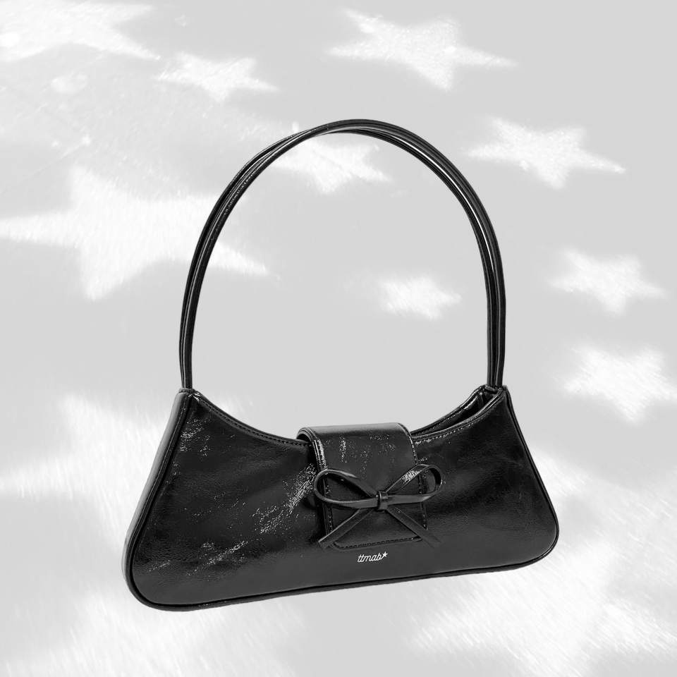 ☆送料・関税込☆TTMAB★Ribbon small baguette bag★ MUSINSA | TTMAB Bow Small Baguette Bag - Black Distressed